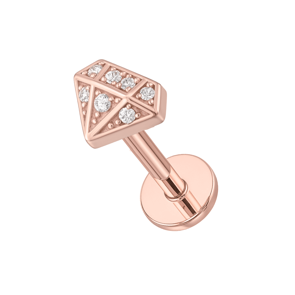 316L Surgical Steel Jewelled Diamond Shape Flatback Cartilage Ear Stud