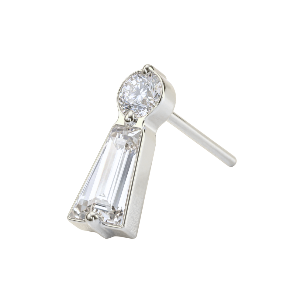 G23 Titanium Baguette & Round CZ Jewelled Threadless Top