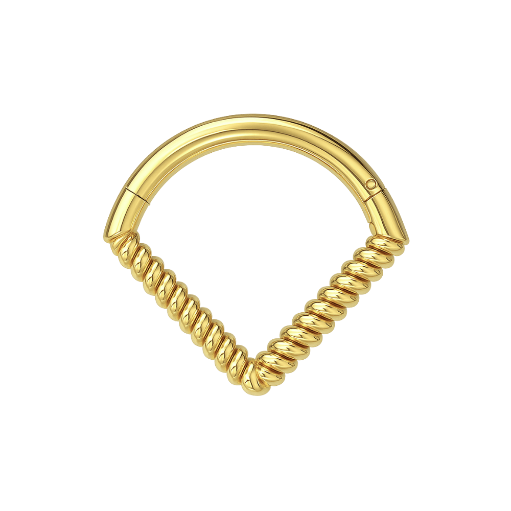 925 Sterling Silver Twisted V-Shape Hinged Braided Segment Clicker Ring