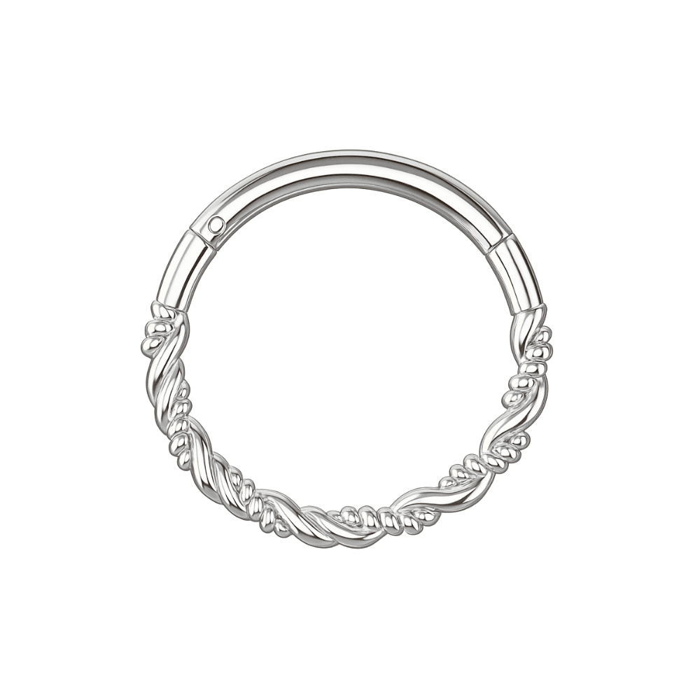 925 Sterling Silver Twisted Style Segment Clicker Ring