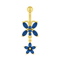 14K Gold Blue Studded Butterfly Belly Ring