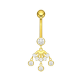 14K Gold Studded Trio Dangling Belly Ring