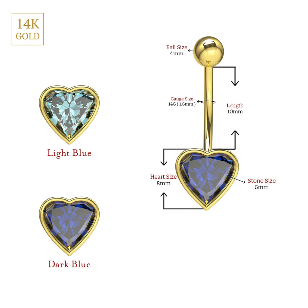 14K Gold Jewelled Heart Belly Ring