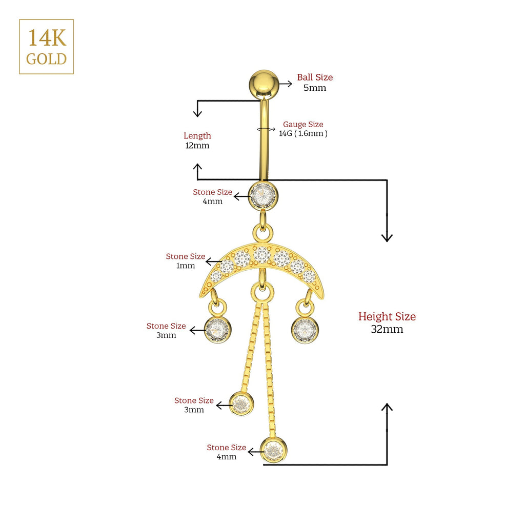 14K Gold Studded Dreamcatcher Belly Ring