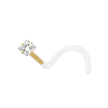 14K Gold Bio Flex Nose Screw Stone Push Fit Head