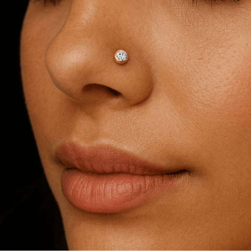 9K Gold Bezel Stone Set Nose Screw