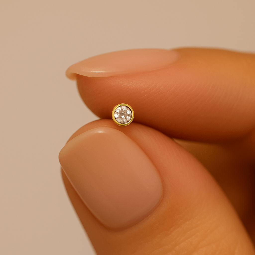 9K Gold Bezel Stone Set Nose Screw