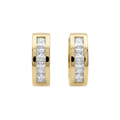 14K Gold Channel-Set Princess-Cut CZ Huggie Earrings