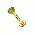14K Gold Claw-Set Peridot Green Natural Stone Internal Thread Flatback Stud