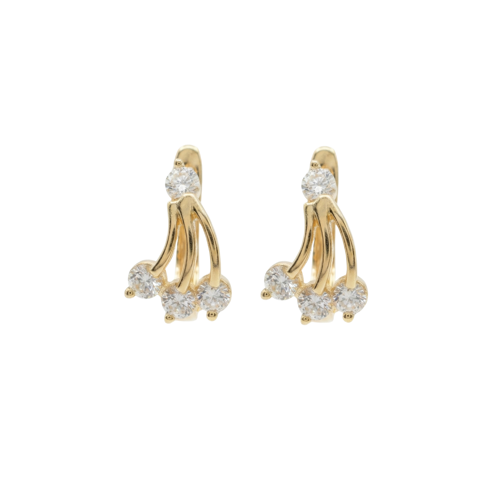 14K Gold Cubic Zirconia Cascade Huggie Earrings