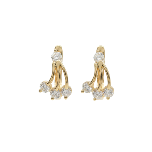 14K Gold Cubic Zirconia Cascade Huggie Earrings