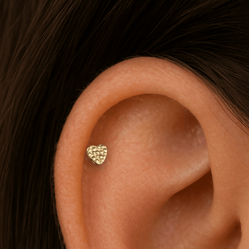 14K Gold Heart Internally Threaded Screw Fit Stud