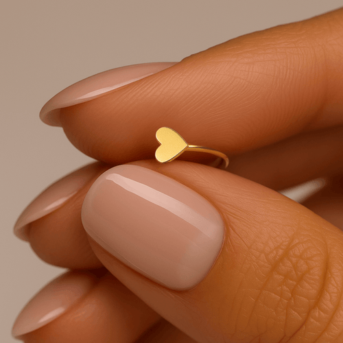 14K Gold Heart Open Gold Nose Hoop