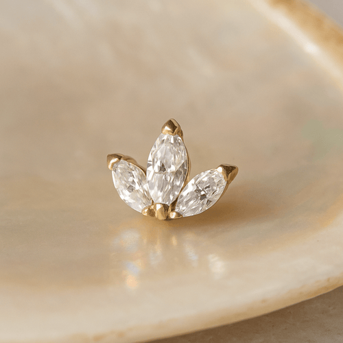 14K Gold Internal Thread Marquise CZ Crown Top