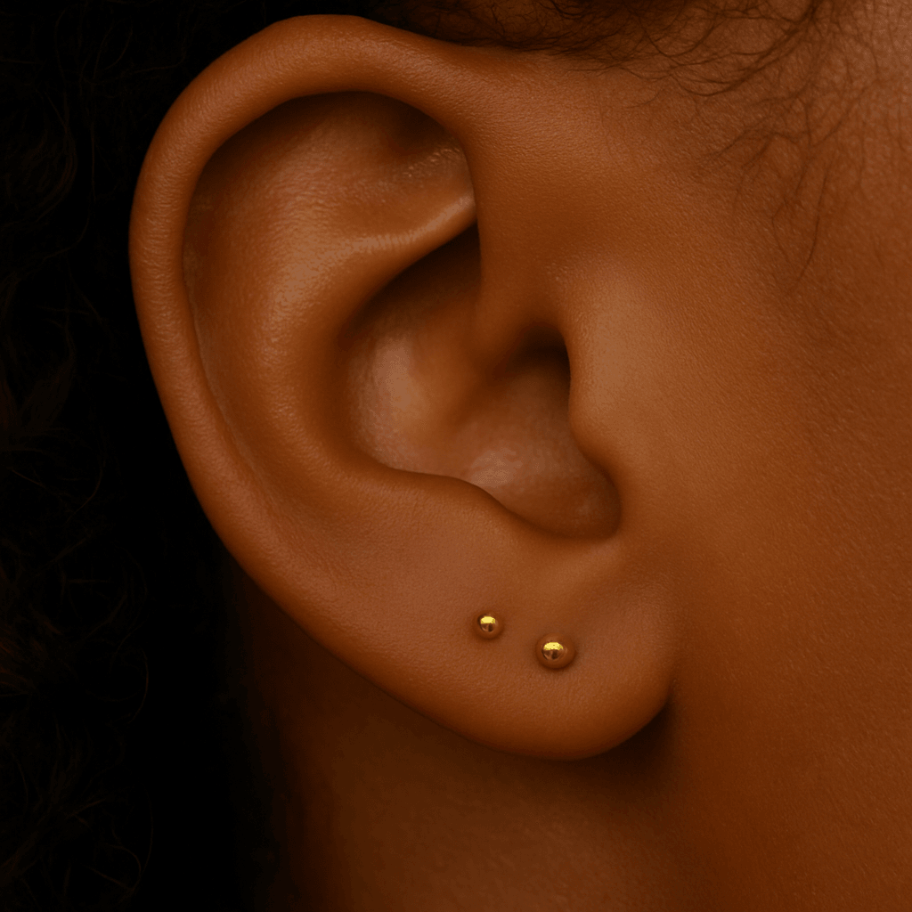 14K Gold Internal Thread with Plain Bead Ball Top