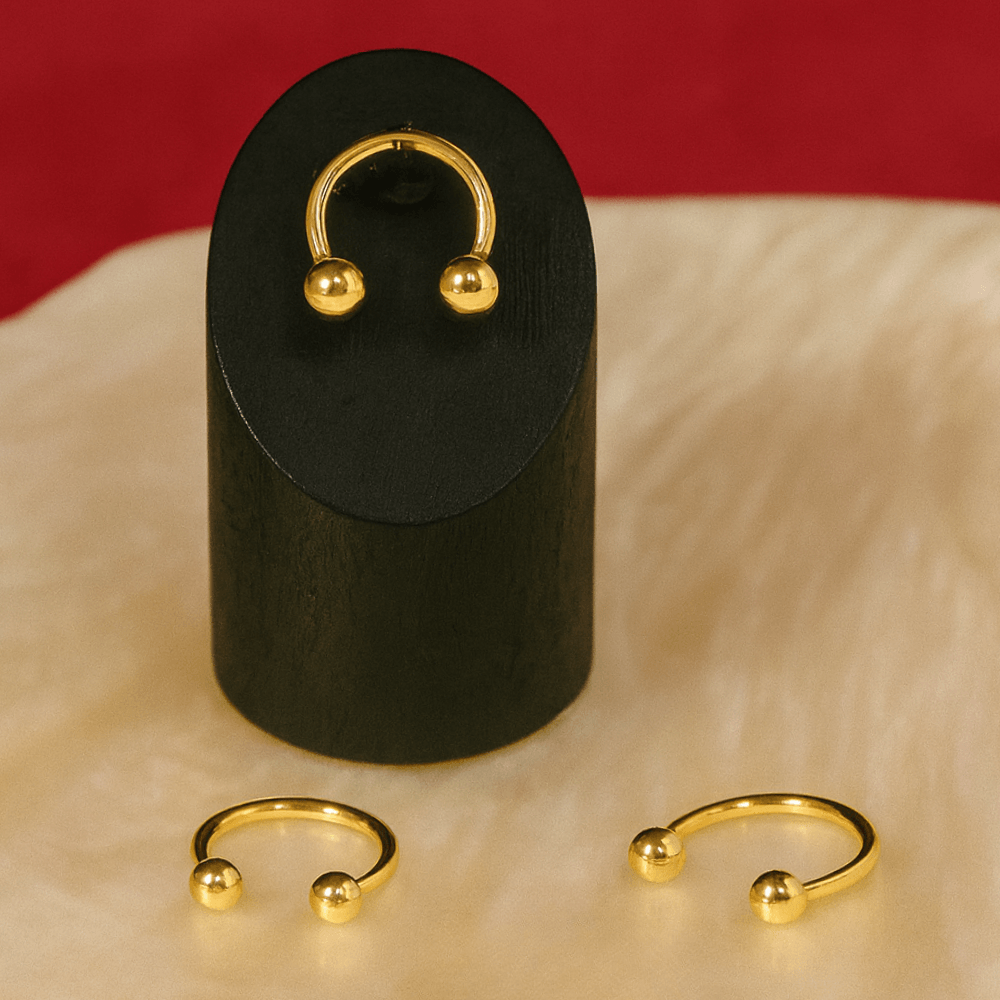 14K Gold Internally Threaded Circular Barbell