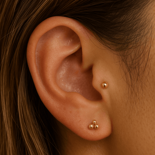 14K Gold Internally Threaded Half Ball Top Flatback Stud