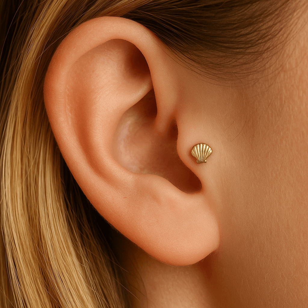 14K Gold Internally Threaded Shell Screw Fit Stud