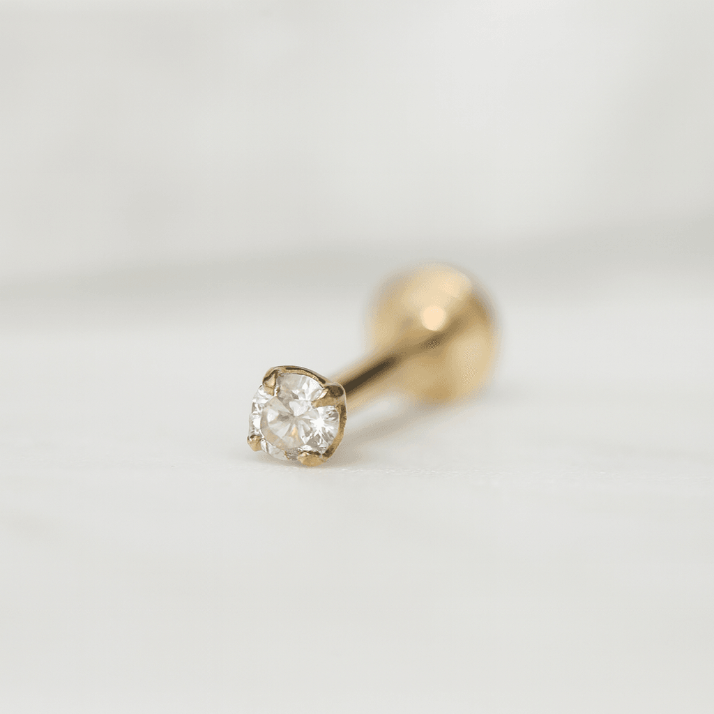 14K Gold Jewelled Push Fit Stud