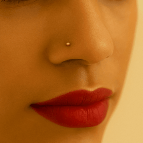 14K Gold L Bend Bead Ball Top Nose Stud