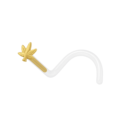 14K Gold Marijuana Leaf and Bio Flex Nose Screw