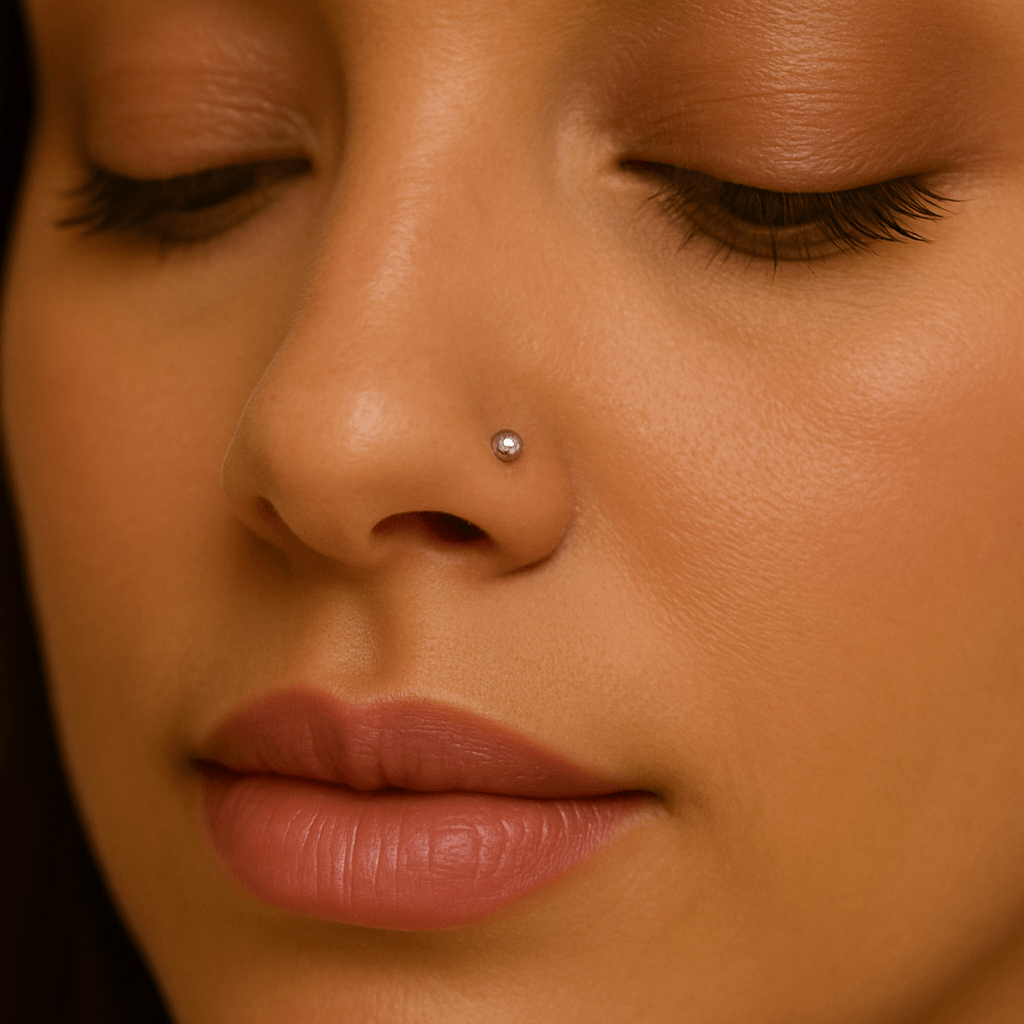 14K Gold Plain Bead Ball Top Nose Bone Stud