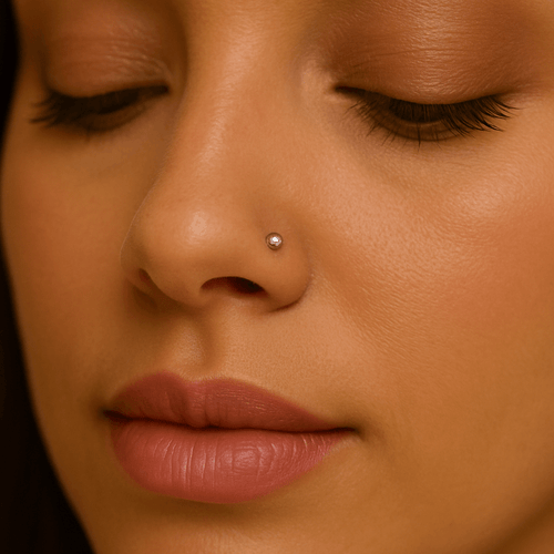 14K Gold Plain Bead Ball Top Nose Bone Stud