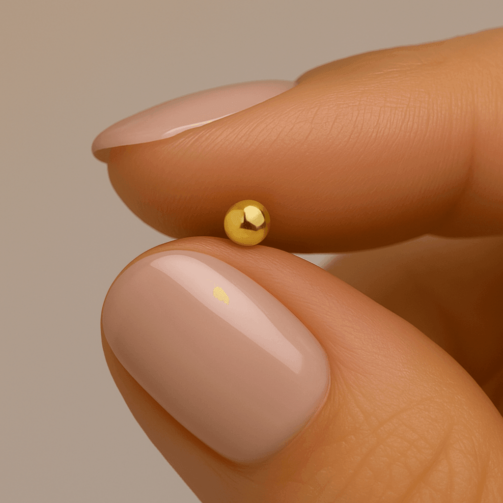 14K Gold Plain Bead Ball Top Nose Stud