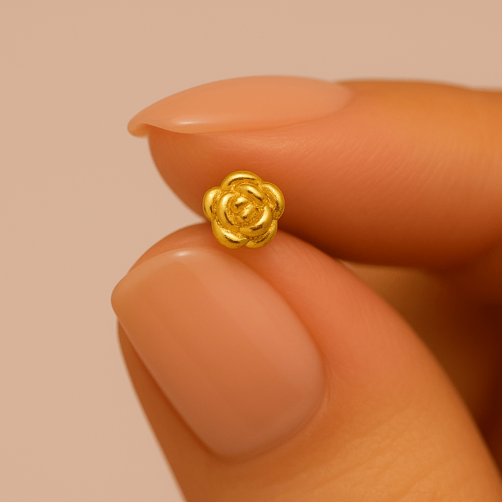 14K Gold Rose Nose Screw Stud