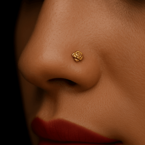 14K Gold Rose Nose Screw Stud