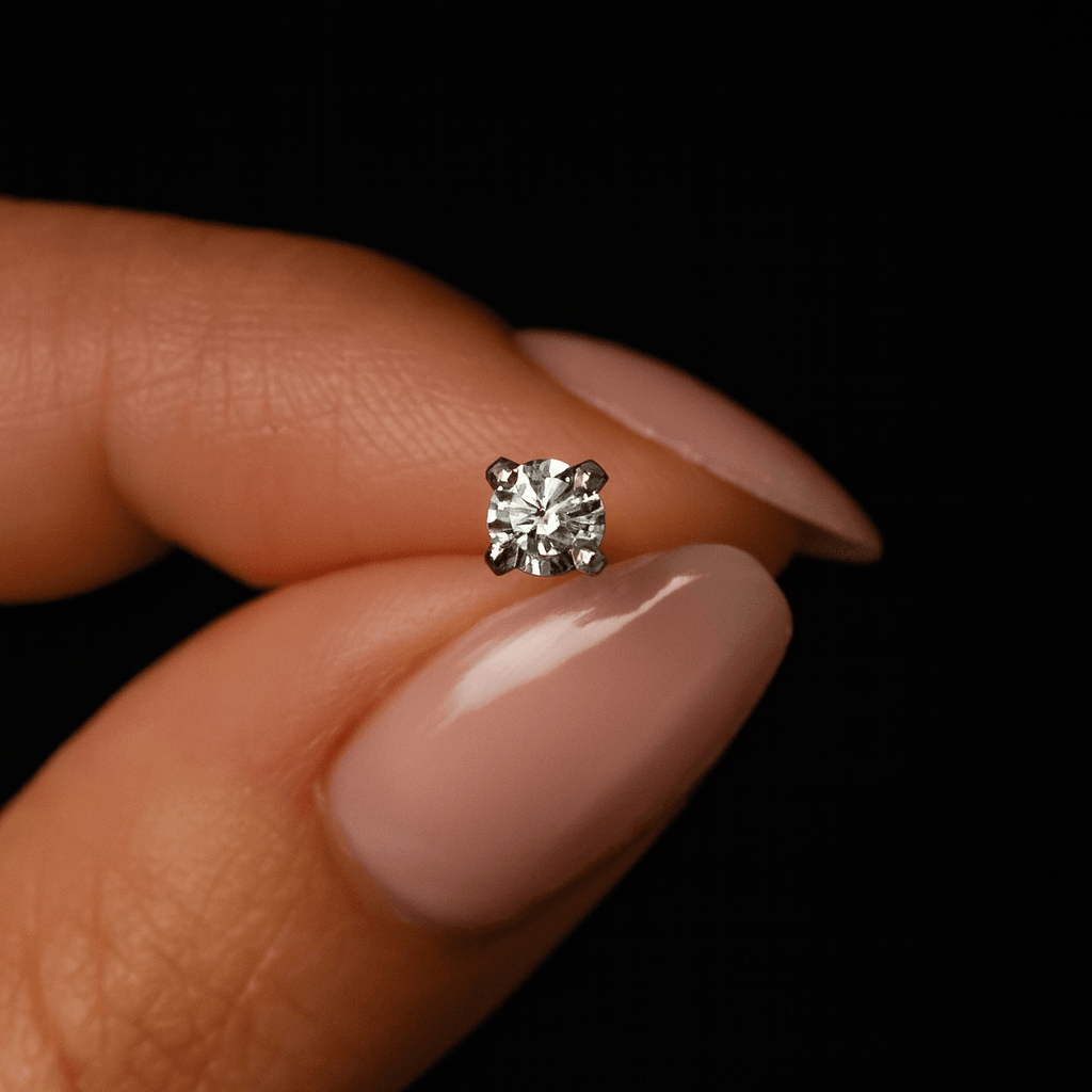 14K Gold Cubic Zirconia Set Nose Screw Stud