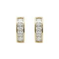 14K Gold Square Cubic Zirconia Huggie Earrings