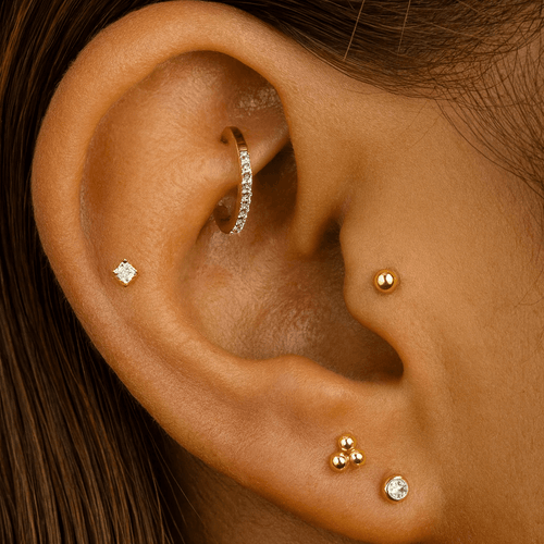 14K Gold Square and BioFlex Stud