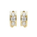 14K Gold Triple Stone CZ Huggie Earrings