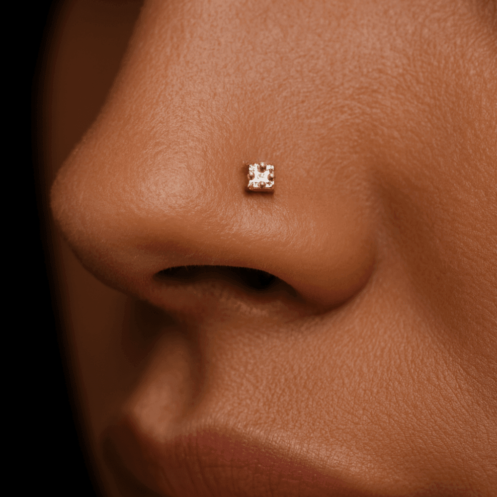 14K Gold Bio Flex Nose Screw Stone Push Fit Head