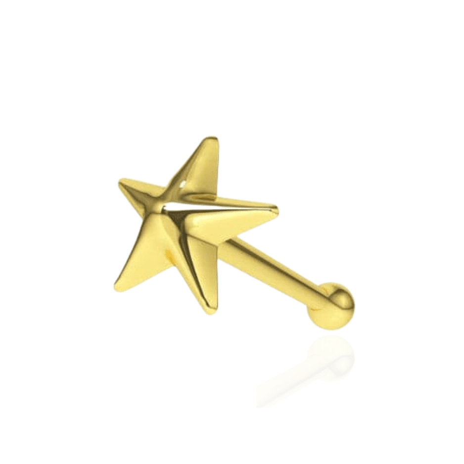 9K Gold 3D Star Nose Stud