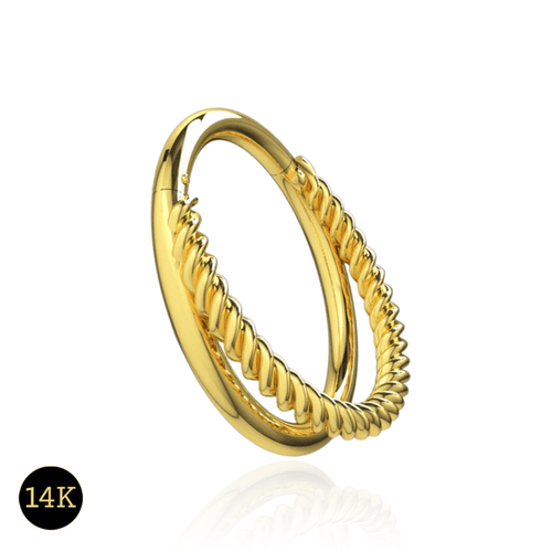 14K Gold Double Stack Hinged Segment Clicker Ring