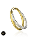 9K Gold With White Gold Double Stack Hinged Segment Clicker Ring