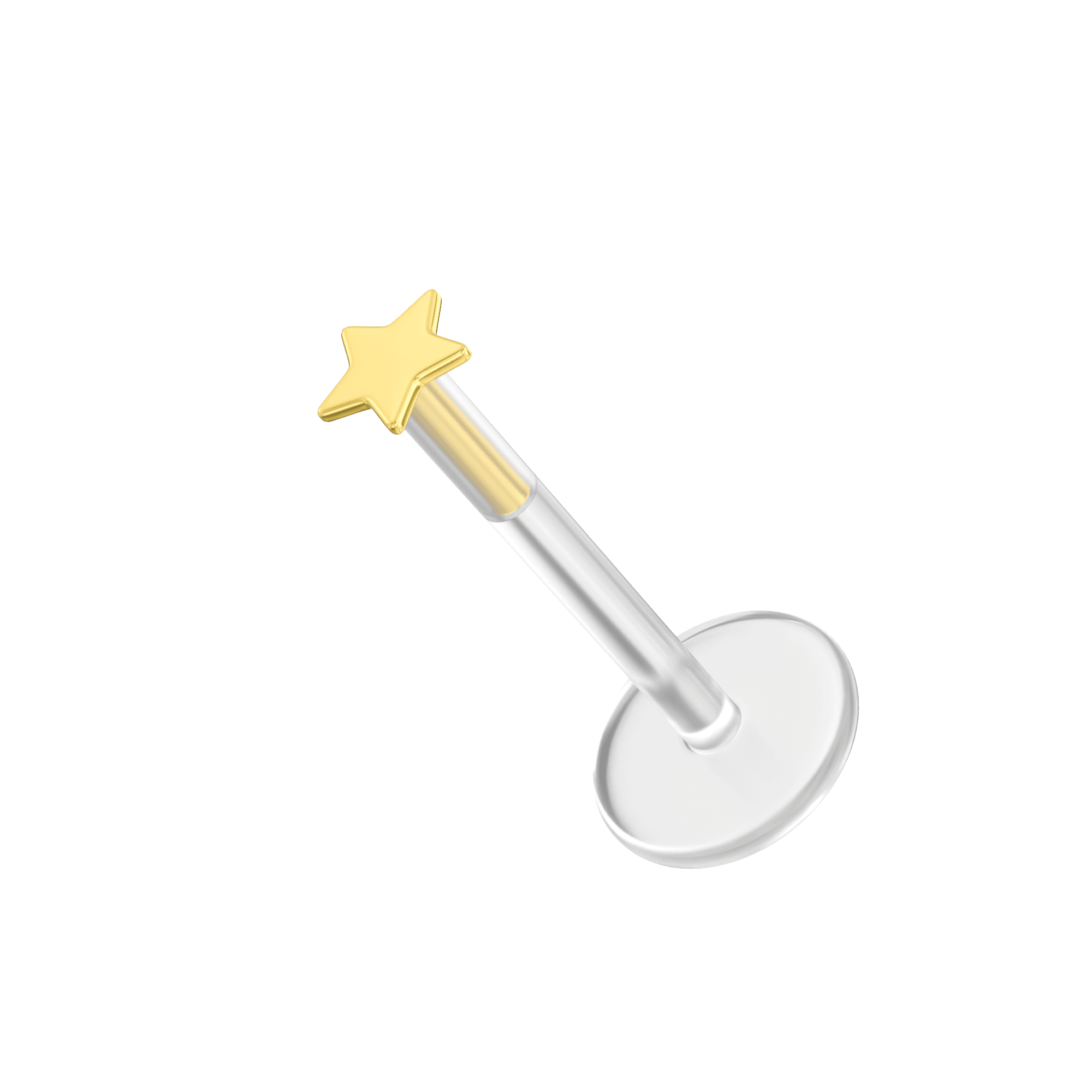 14K Gold Flat Star and BioFlex Stud