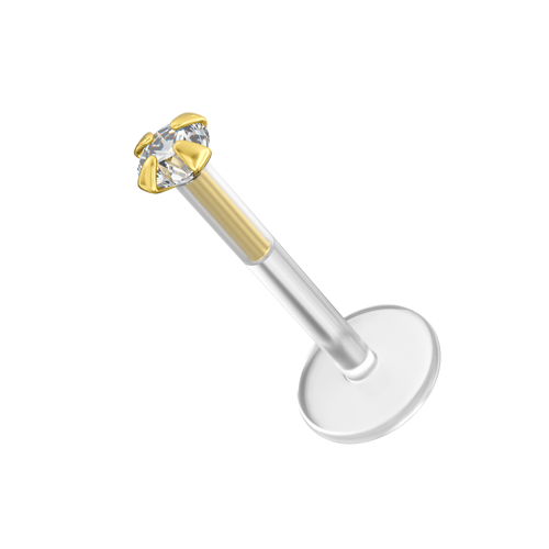 14K Gold Head with Round Stone BioFlex Stud
