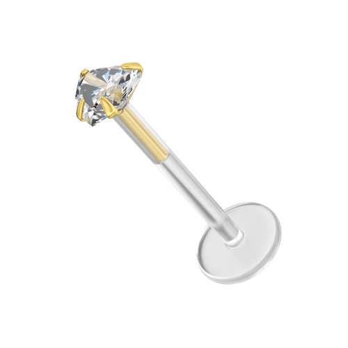 14K Gold Heart Head and BioFlex Stud