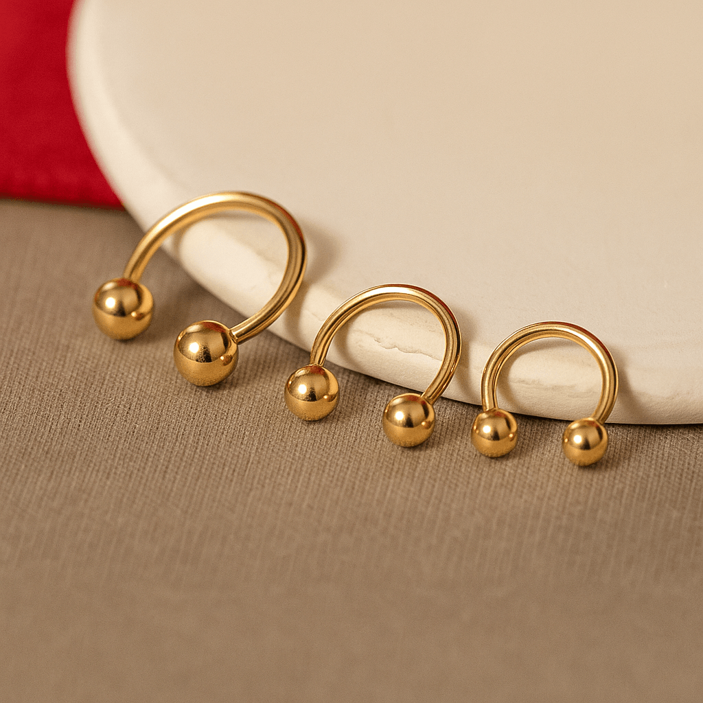 14K Gold Internally Threaded Circular Barbell