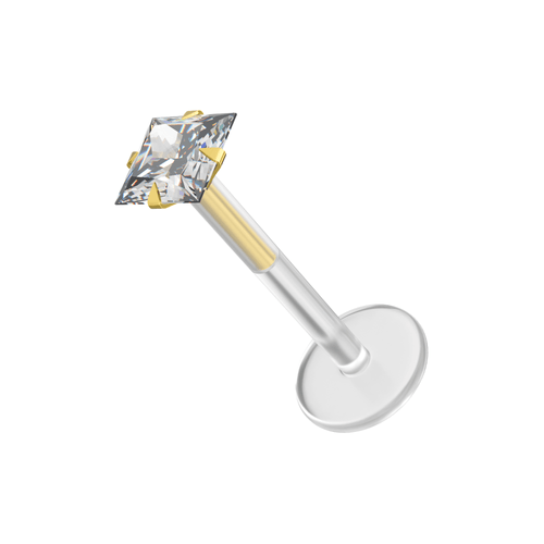 14K Gold Square and BioFlex Stud