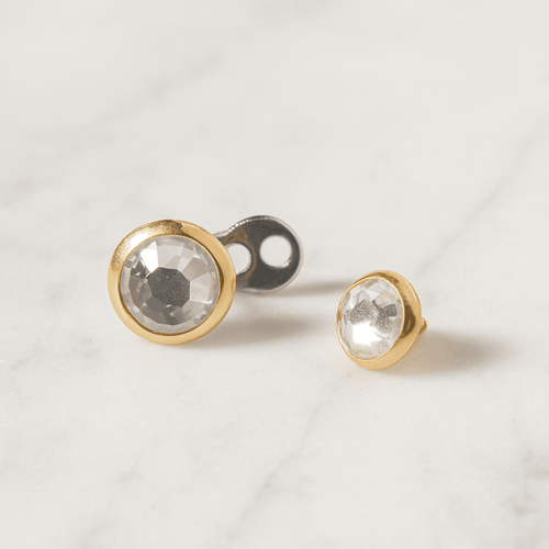 14K Gold CZ Jewelled Internally Threaded Dermal Anchor Top