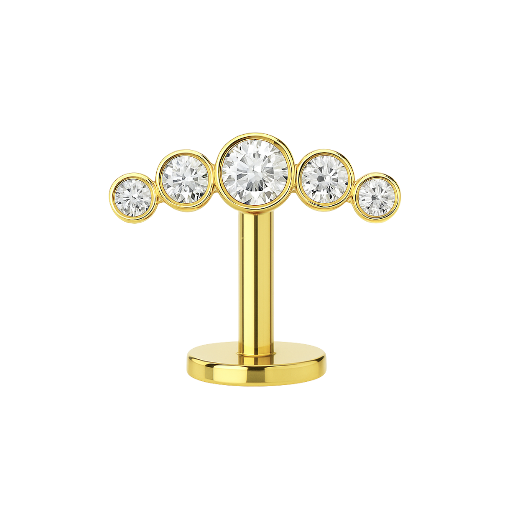 G23 Titanium CZ Jewelled Shimmer Arc Threadless Floating Belly Ring