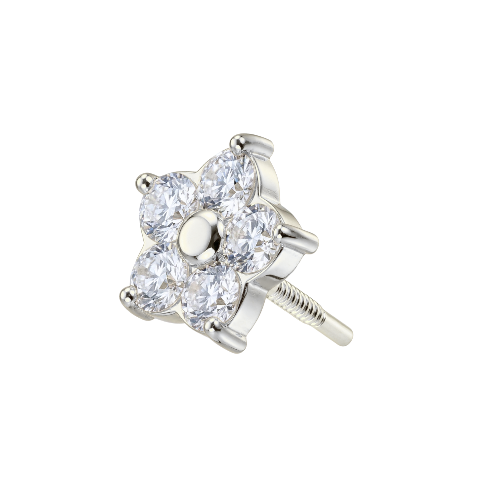 925 Sterling Silver CZ Jewelled Flower Internally Threaded Top