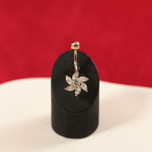 14K Gold Studded Pentas Fan Belly Ring