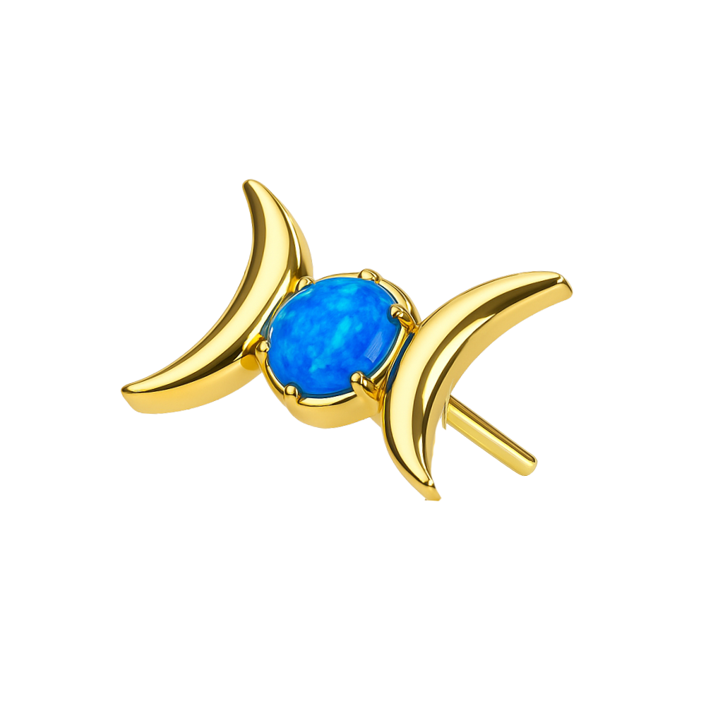 G23 Titanium Opal Jewelled Celestial Moon Phase Threadless Top