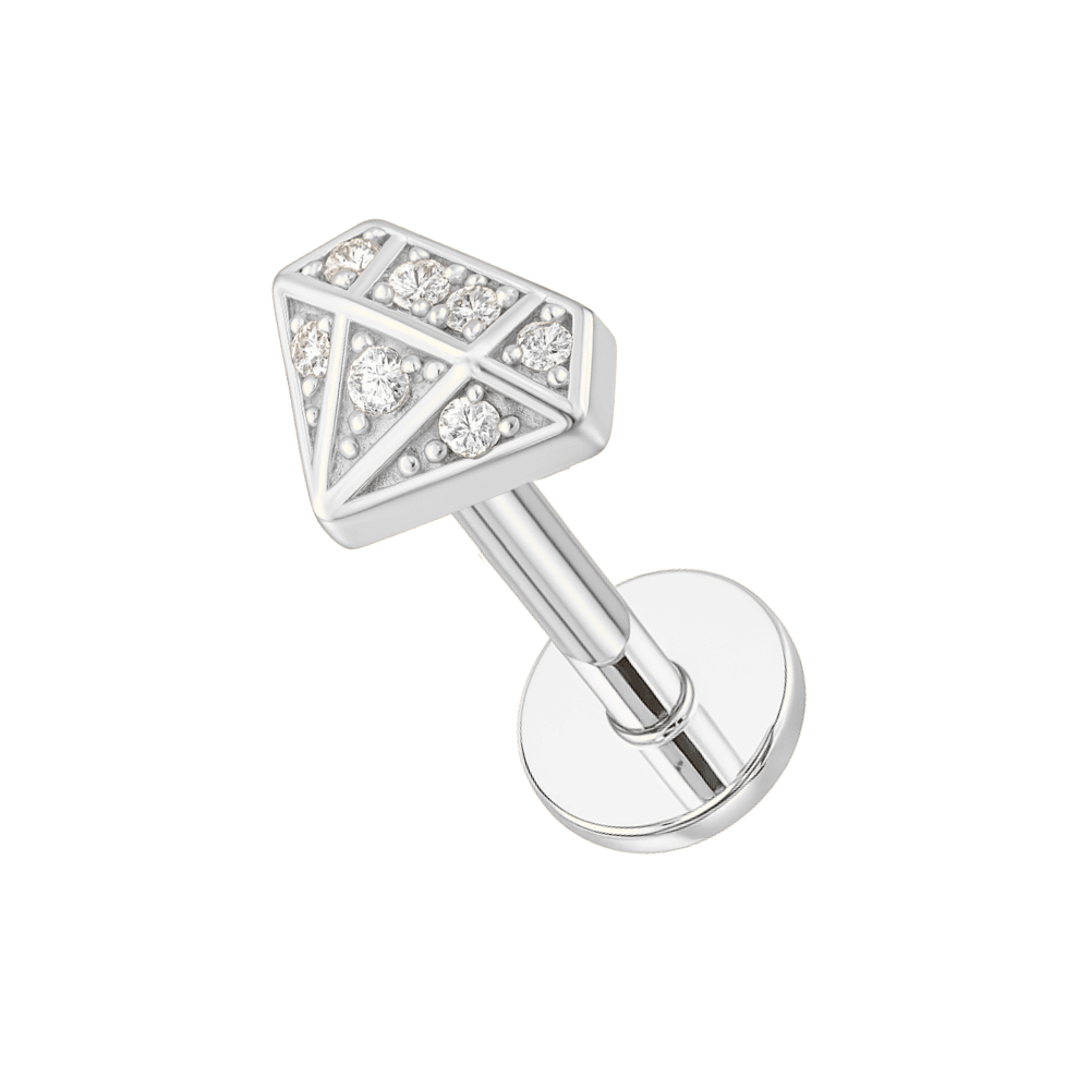 316L Surgical Steel Micro Jewelled Diamond Flatback Cartilage Ear Stud