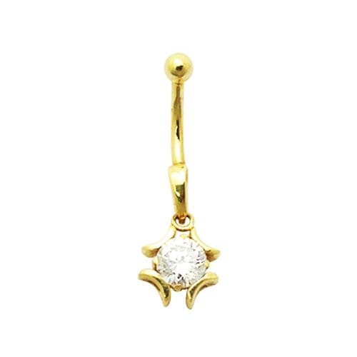 14K Gold Gemstone Dangling Belly Ring